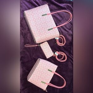 Pink Patterned Handbag Set